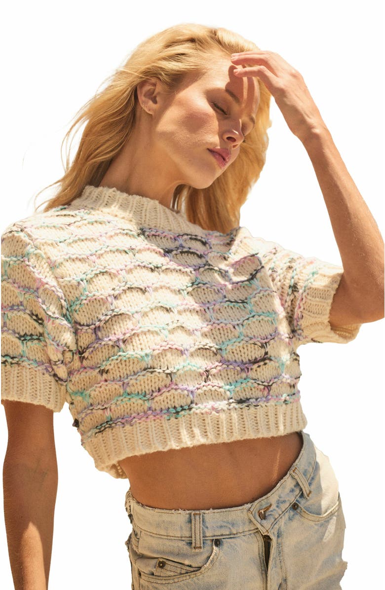 BTB Los Angeles LOLA CROP SWEATER, Main, color, Purple Multi