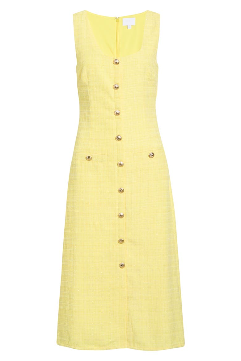 Adriella Sleeveless Tweed Dress, Alternate, color, YELLOW