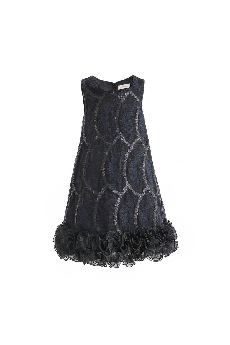 Miora Ruffle Sequin Dress, Main, color, Black