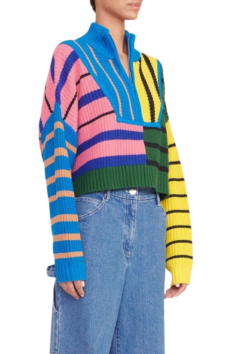 STAUD Hampton Half Zip Crop Sweater, Alternate, color,