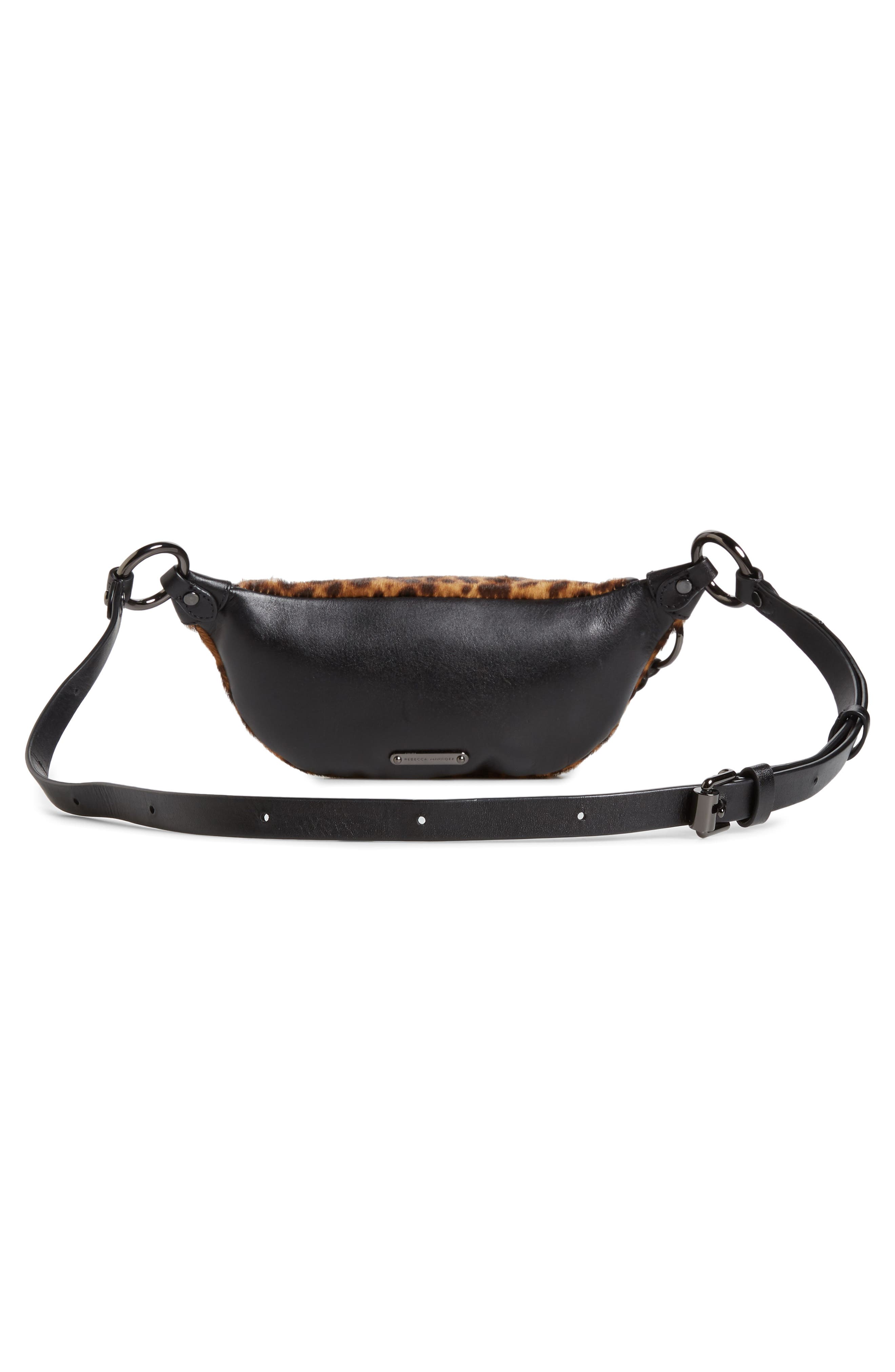 Rebecca Minkoff Mini Bree Leopard Print Genuine Calf Hair Belt Bag, Alternate, color, 