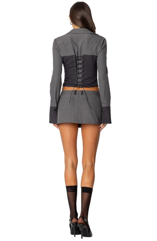 Edikted Angela Colorblock Corset Zip Top In Gray