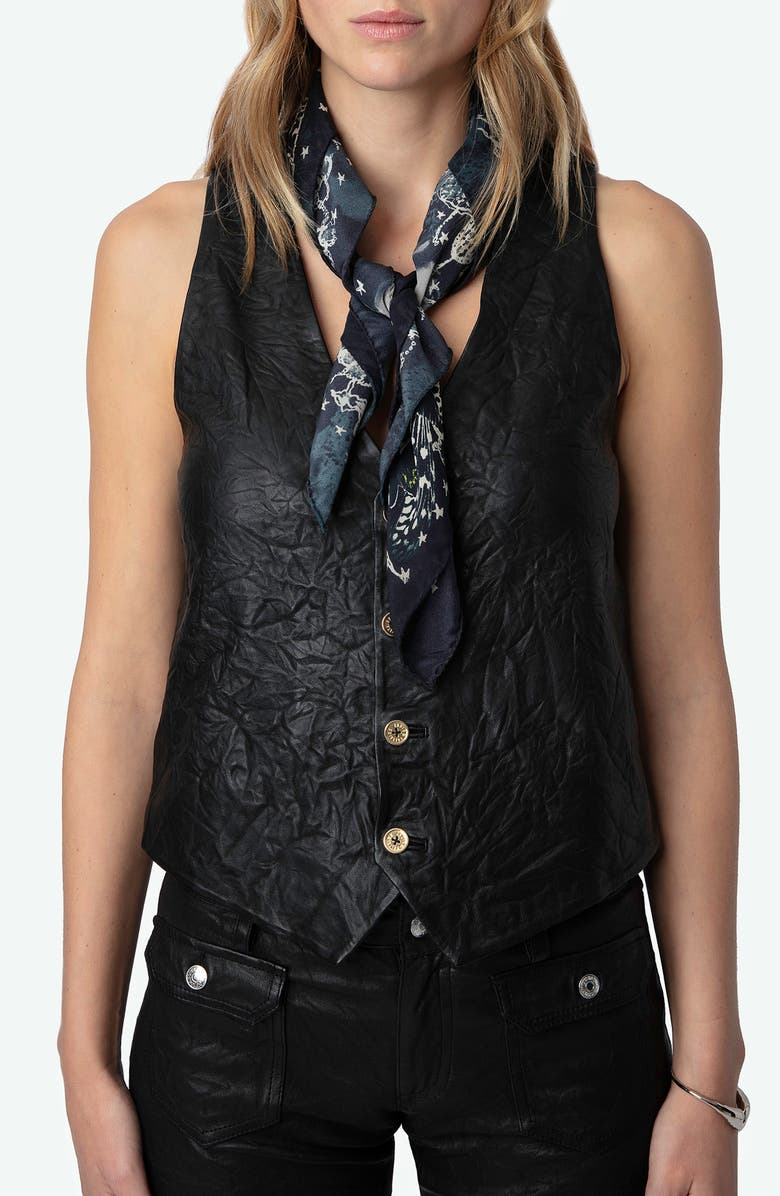 Zadig & Voltaire Blondie Butterfly Print Silk Scarf, Alternate, color, 