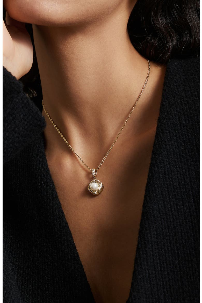 Canary Pendant Necklace, Alternate, color, Gold & White