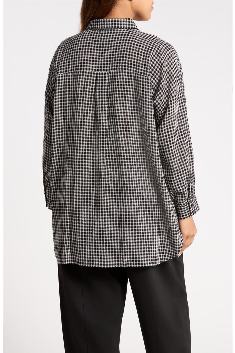 Check Wool & Organic Cotton Long Shirt, Alternate, color, BLACK