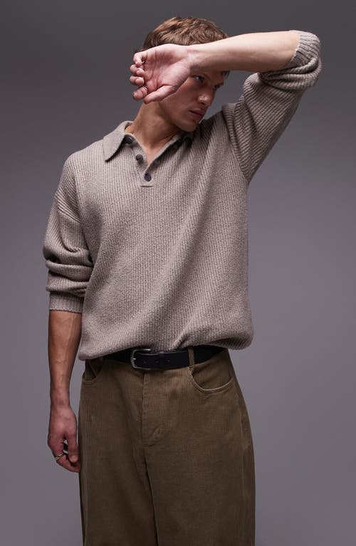TOPMAN TOPMAN COMPACT KNIT POLO SWEATER