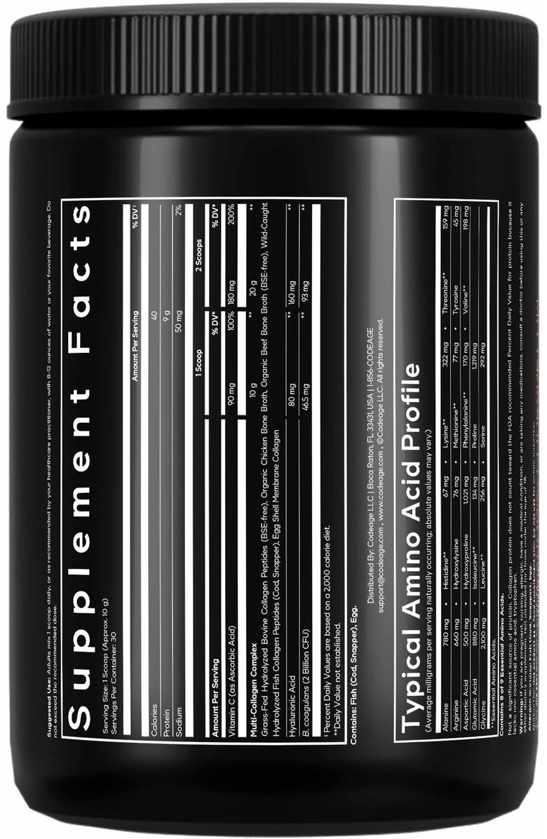 Codeage Multi Collagen Peptides + Probiotics Powder Supplement, Alternate, color, White