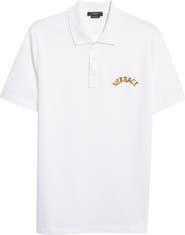 Versace Seashell Baroque Logo Cotton Piqué Polo