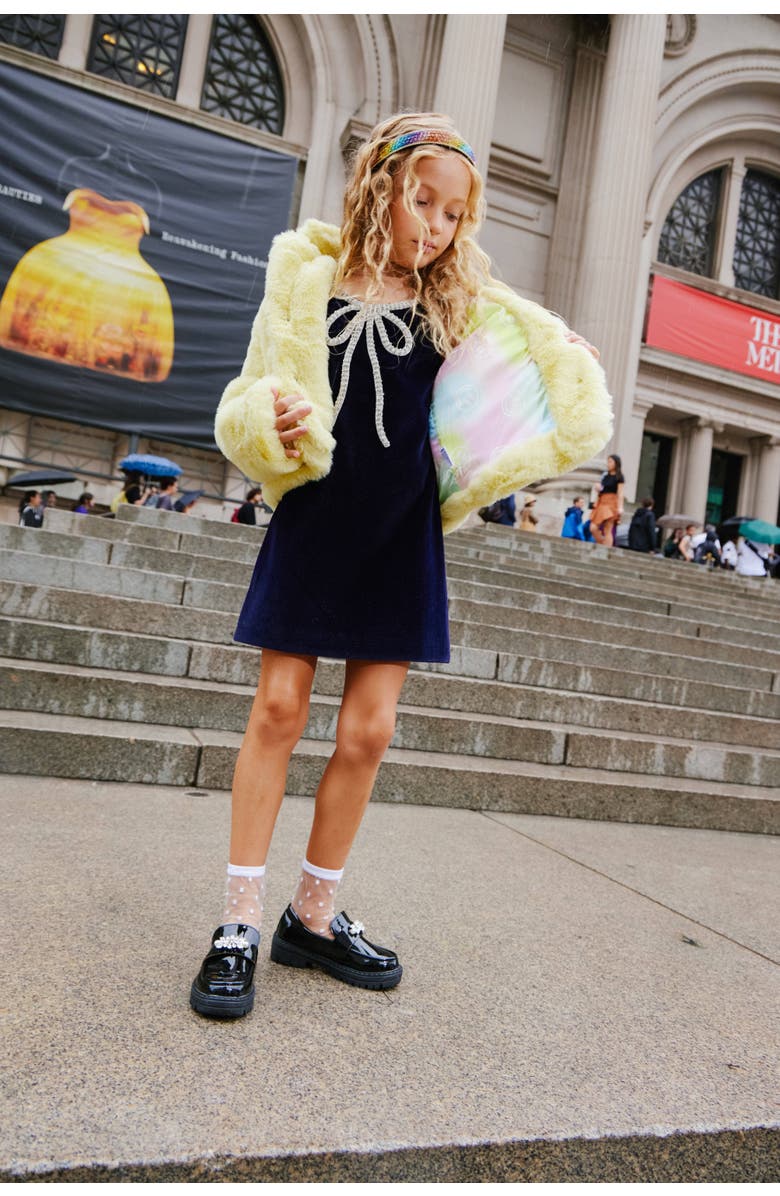 Lola + The Boys Velvet Bow Princess Dress, Alternate, color, 