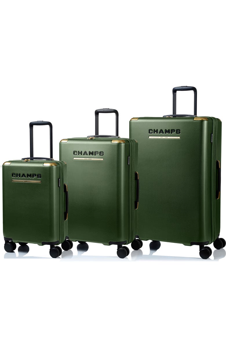 CHAMPS Luxe II 3-Piece Hardside Spinner Suitcases, Main, color, Green