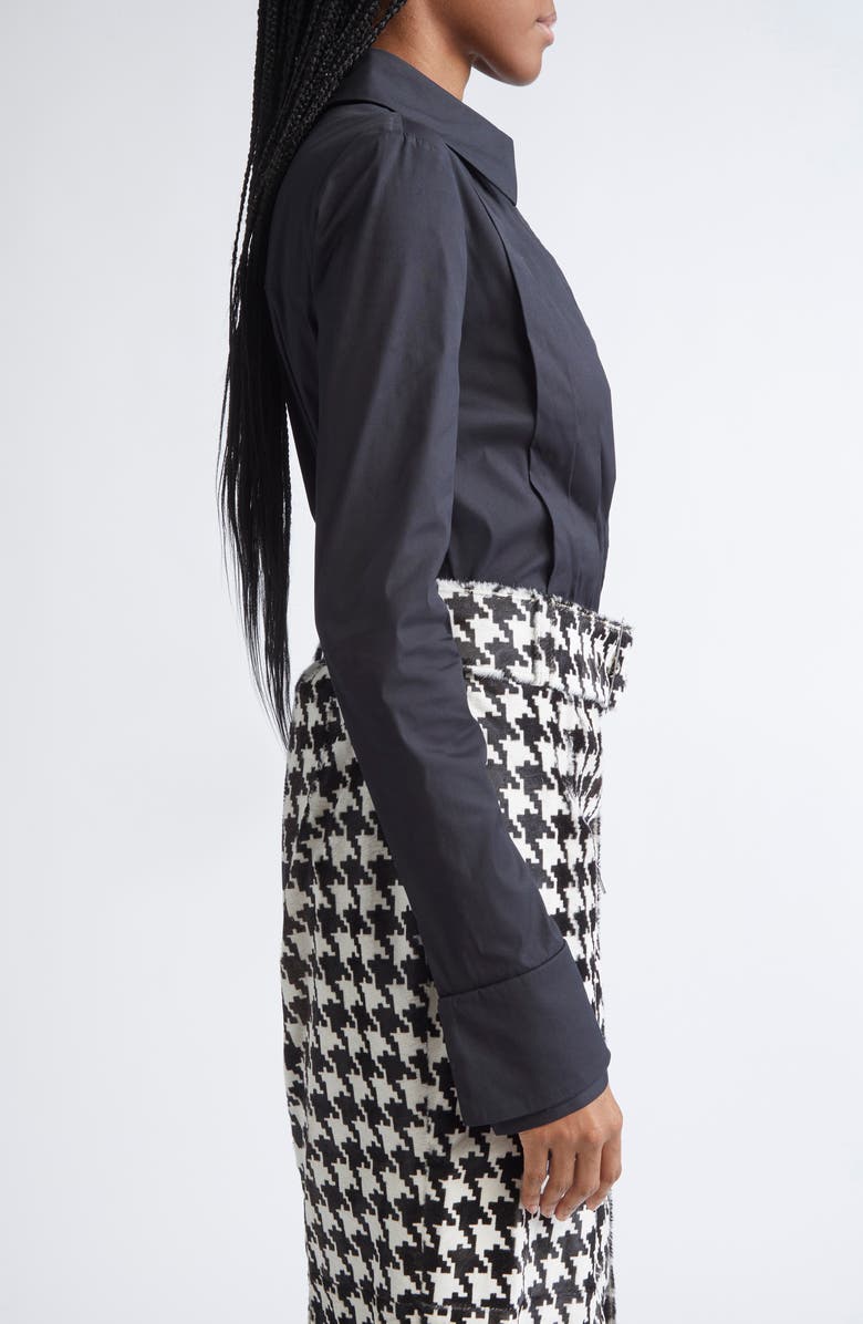 LaQuan Smith Double Cuff Button-Up Shirt, Alternate, color, Black