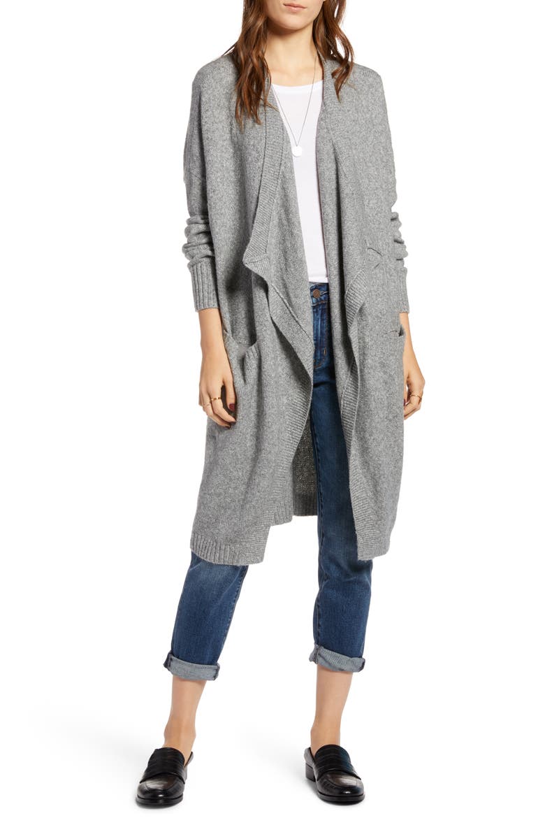 Drape Cardigan, Main, color, GREY HEATHER