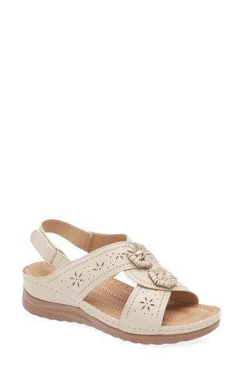 Extreme By Eddie Marc Rosette Wedge Slingback Sandal
