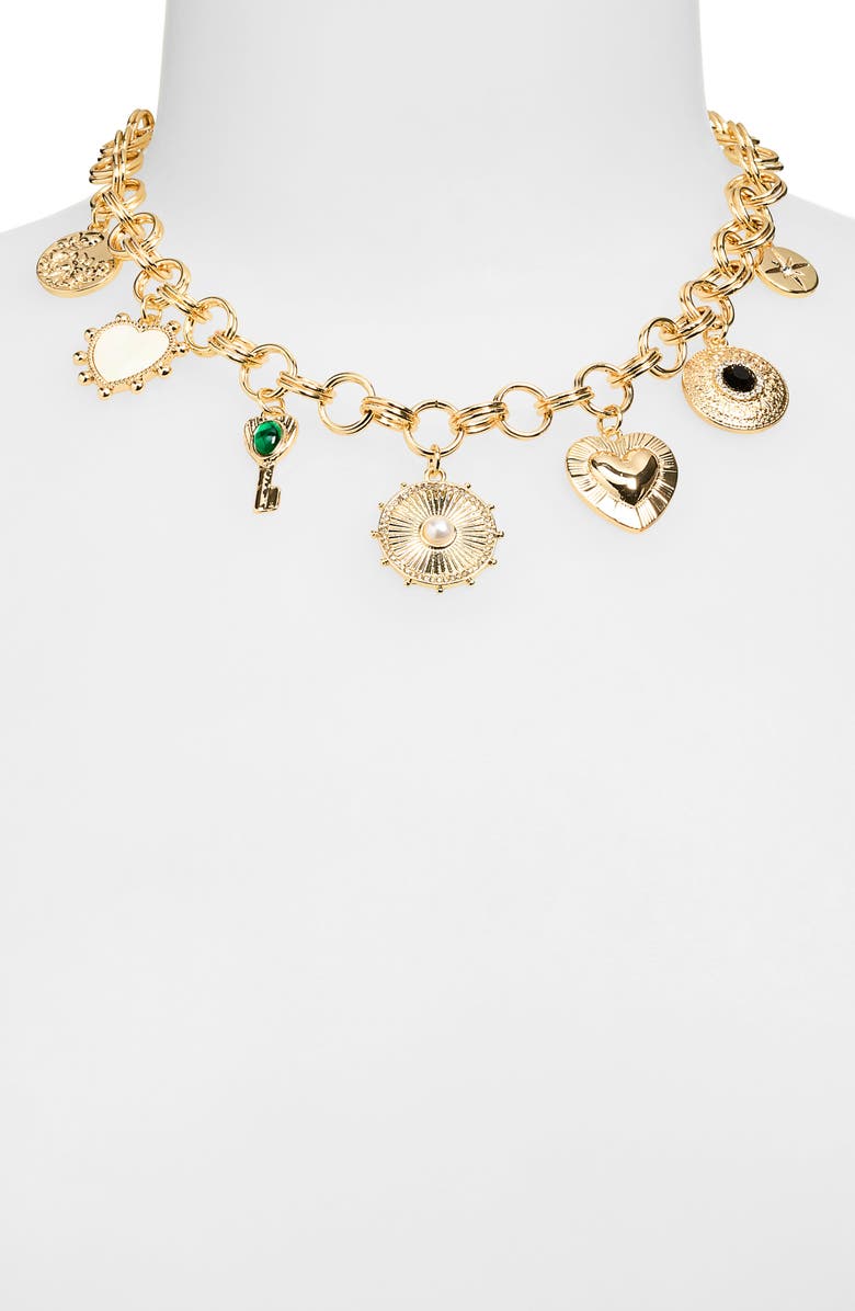 NORDSTROM RACK Eclectic Charm Necklace, Alternate, color, Gold Multi