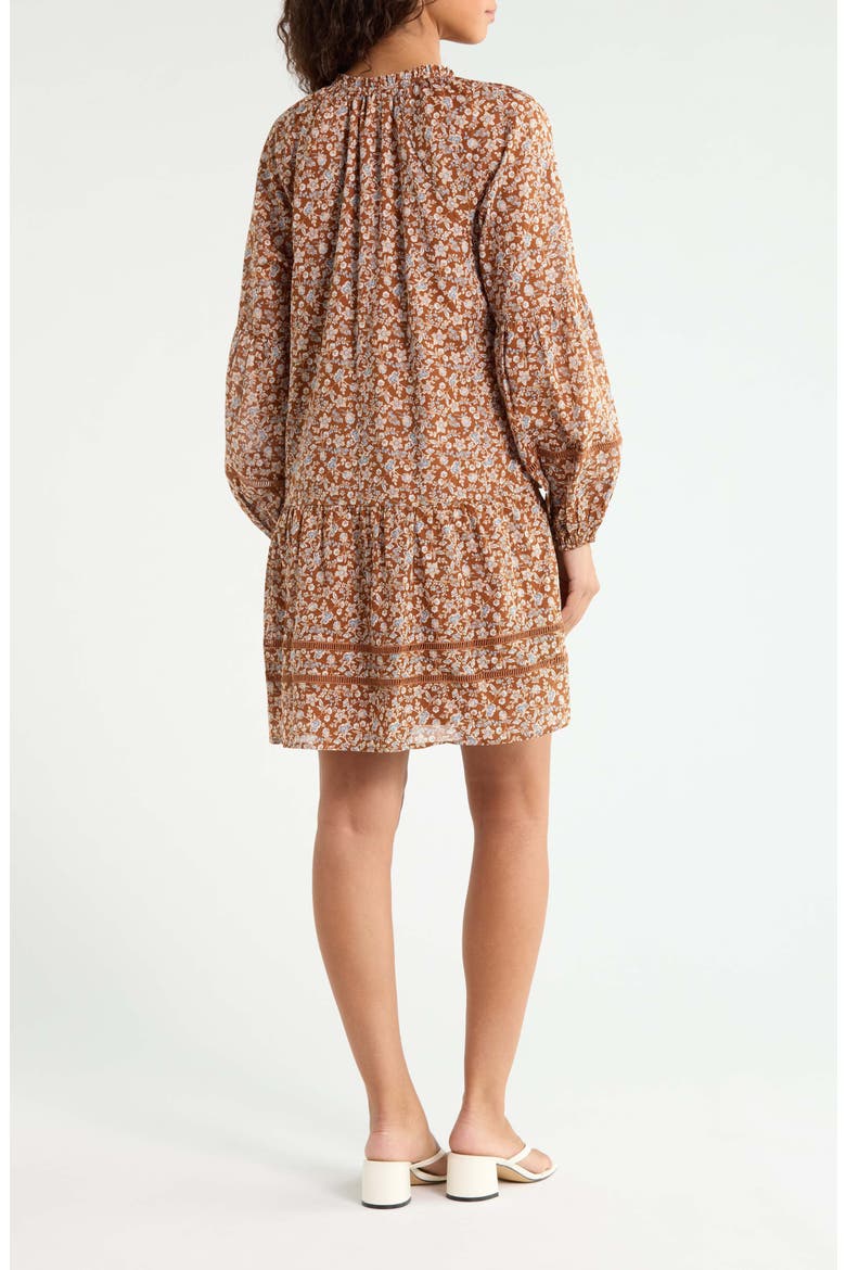 Ramsey Ditsy Floral Print Long Sleeve Minidress, Alternate, color, BROWN MULTI