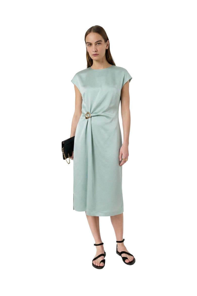 Rialya Buckle Detail Midi Dress, Main, color, Water Green