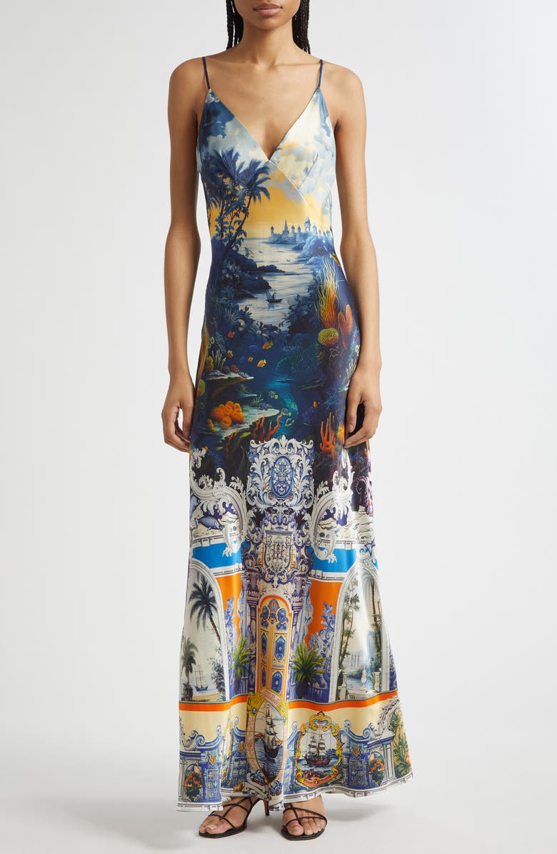 Camilla Bias Cut Silk Charmeuse Slipdress, Main, color, Song Of Saint Anthony