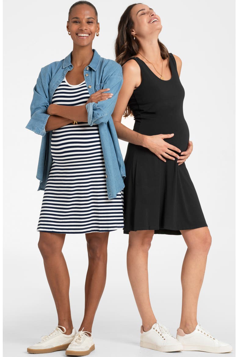 Assorted 2-Pack Sleeveless Maternity/Nursing Dresses, Alternate, color, BLACK/ WHITE