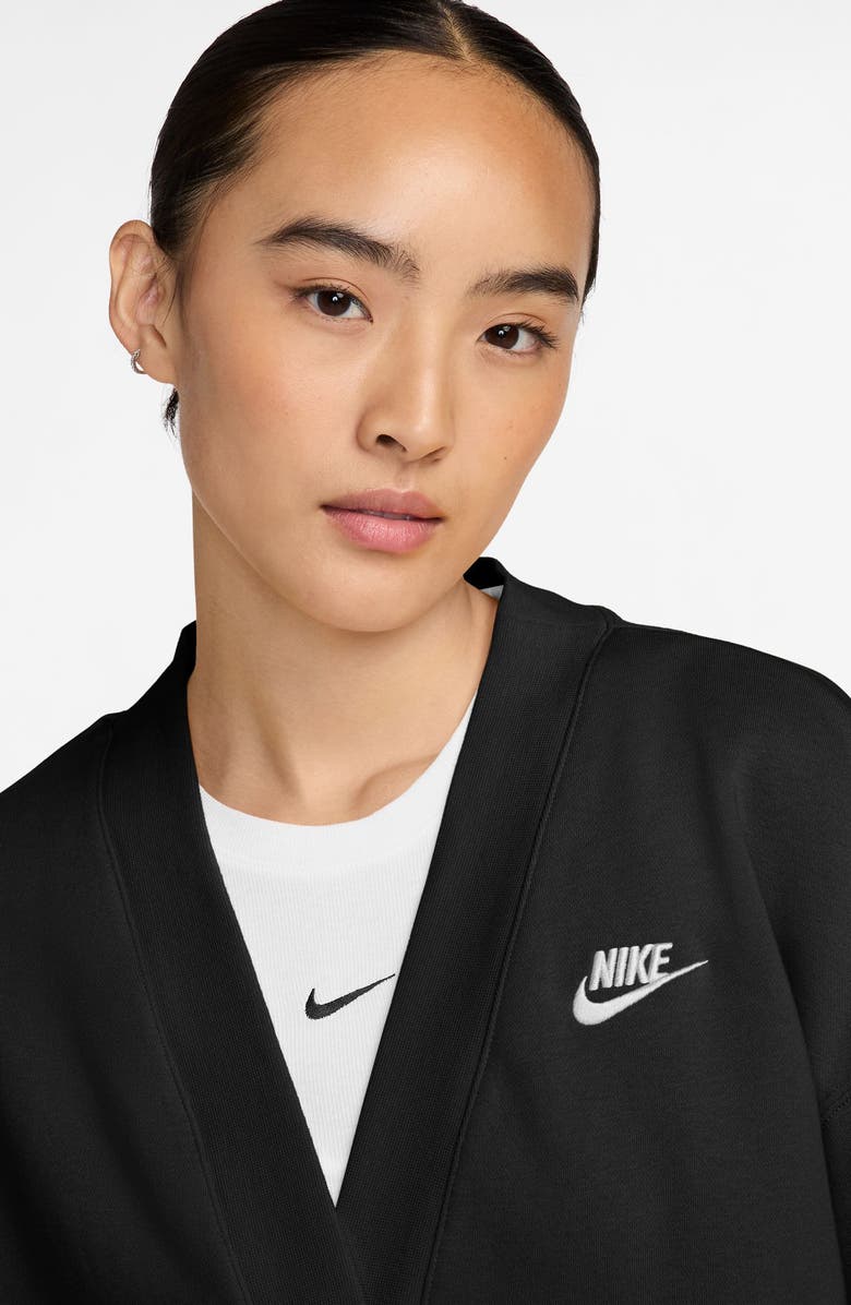 Nike Loose Fleece Cardigan, Alternate, color, Black/ White