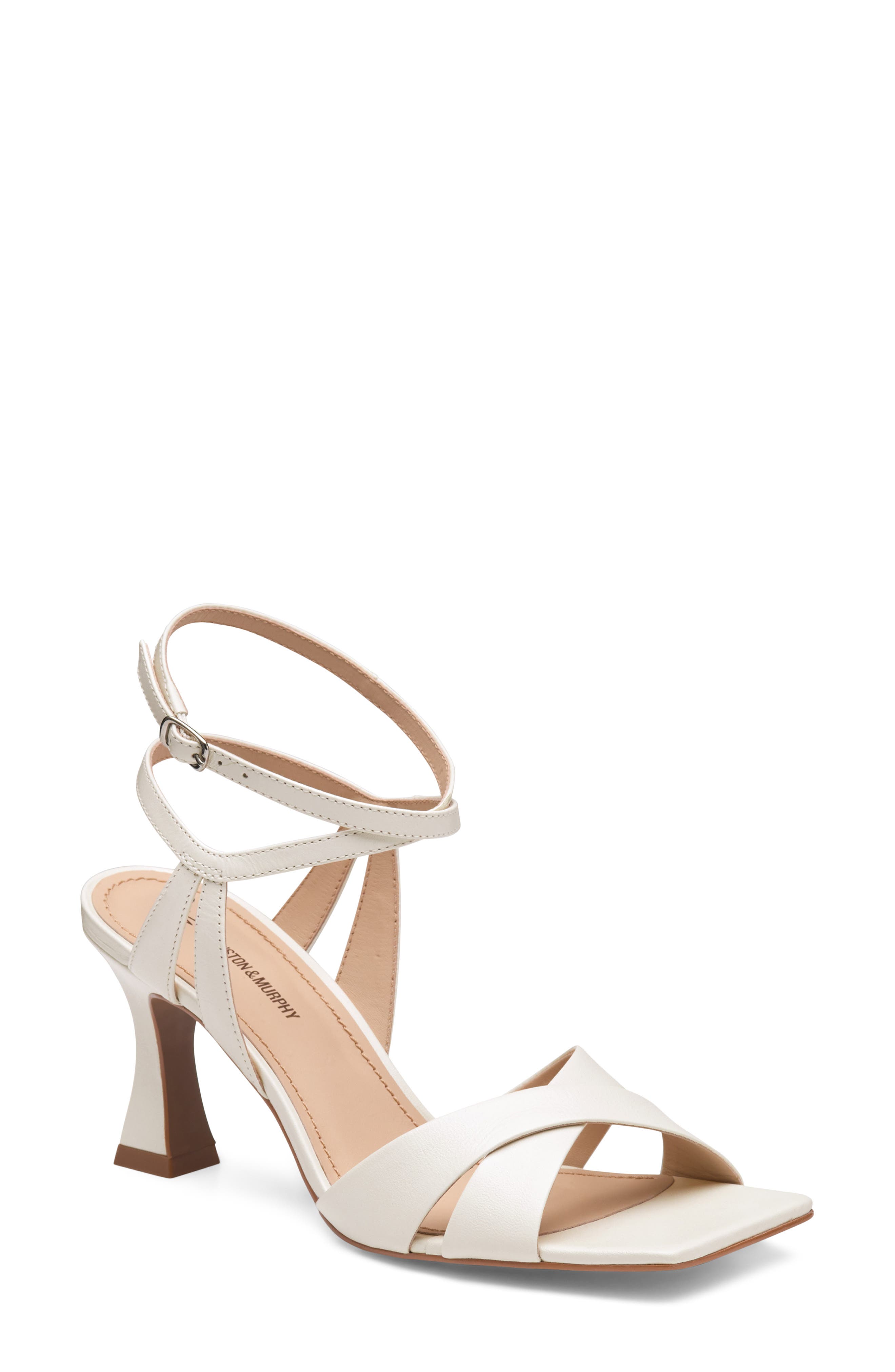 Johnston & Murphy Christine Ankle Strap Sandal, Main, color, White Glove Leather