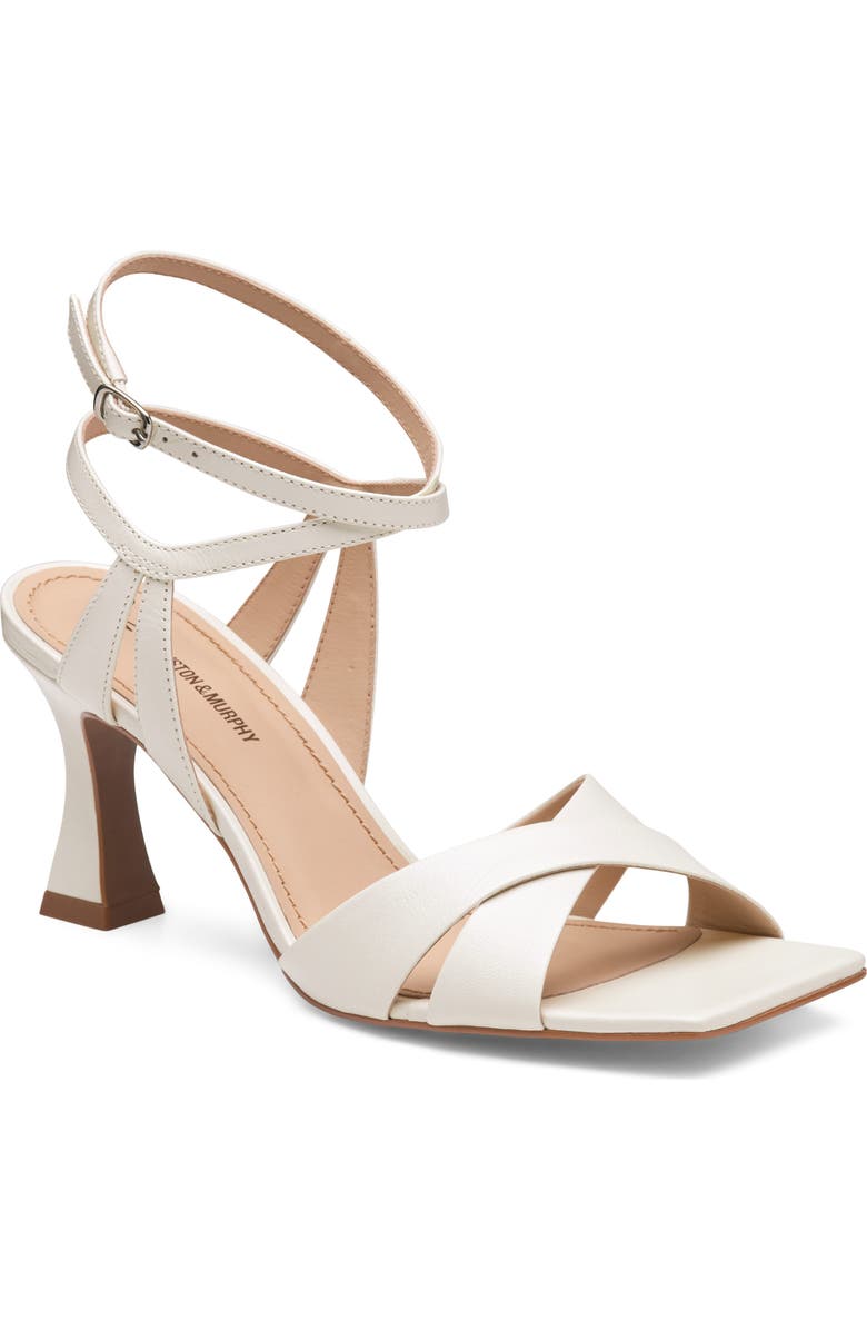 Johnston & Murphy Christine Ankle Strap Sandal, Main, color, White Glove Leather