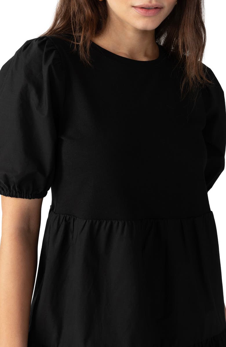 Sanctuary Puff Sleeve Mixed Media Dress, Alternate, color, 