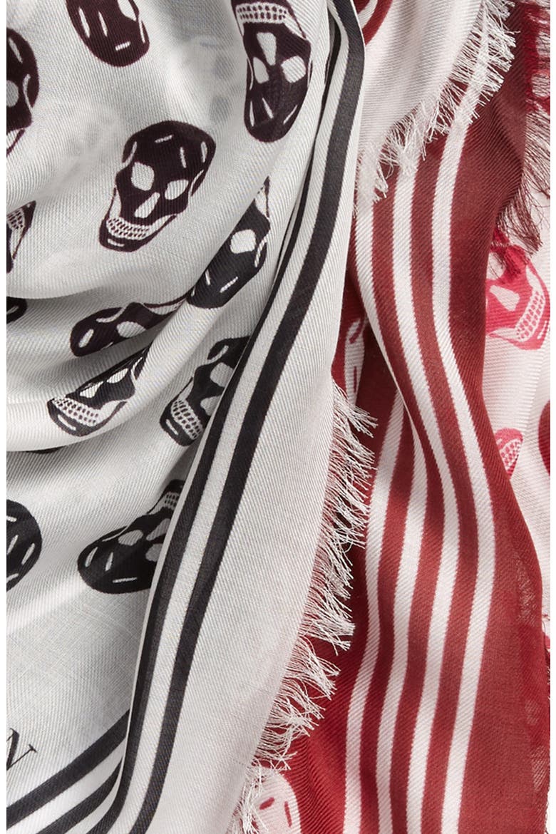 Alexander McQueen Skull Print Dip Dye Scarf, Alternate, color, IVORY/ BORDEAU