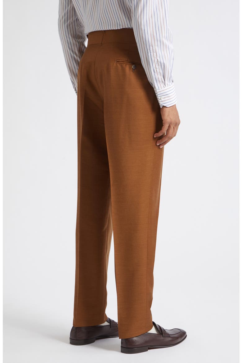 Unito Pleated Wool, Mohair & Silk Pants, Alternate, color, MEDIUM BROWN 420