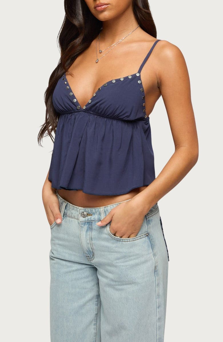 EDIKTED Alina Studded Crop Babydoll Camisole, Alternate, color, 
