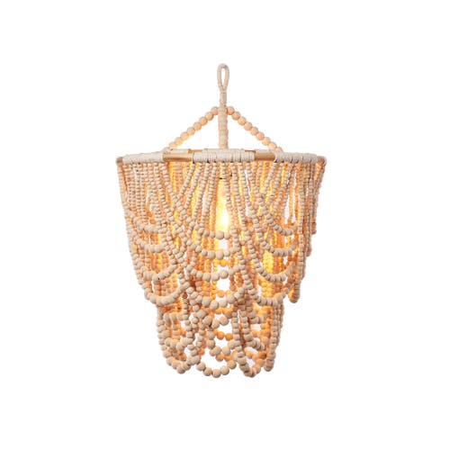 The Artisan & Company Natural Wood Beaded 30 In. Chandelier In Natural