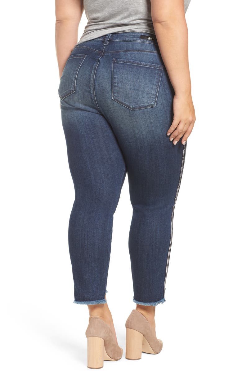 KUT from the Kloth Reese Side Stripe Uneven Ankle Jeans, Alternate, color, 