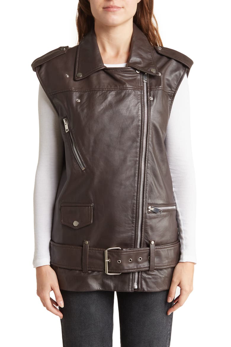 Edie Lamb Leather Vest, Alternate, color, MOCHA