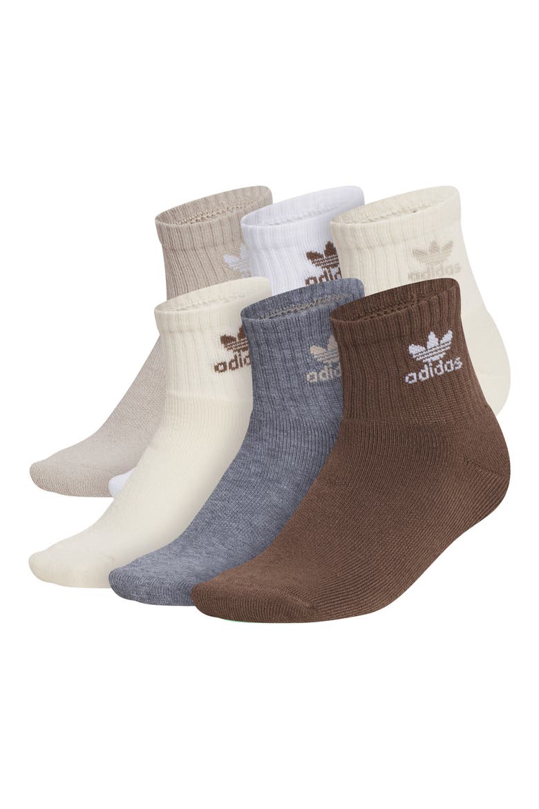 Kids' Trefoil Assorted 6-Pack Quarter Socks, Main, color, MEDIUM BEIGE