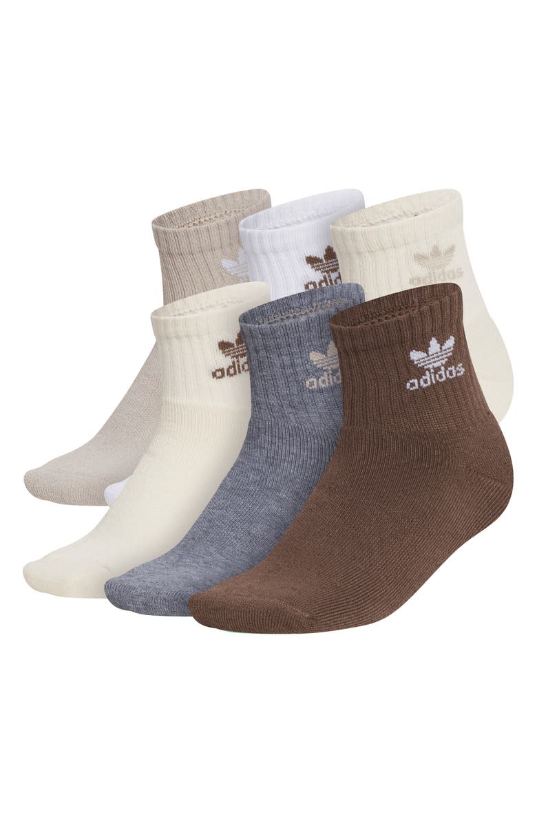 adidas Kids' Trefoil Assorted 6-Pack Quarter Socks, Main, color, 
