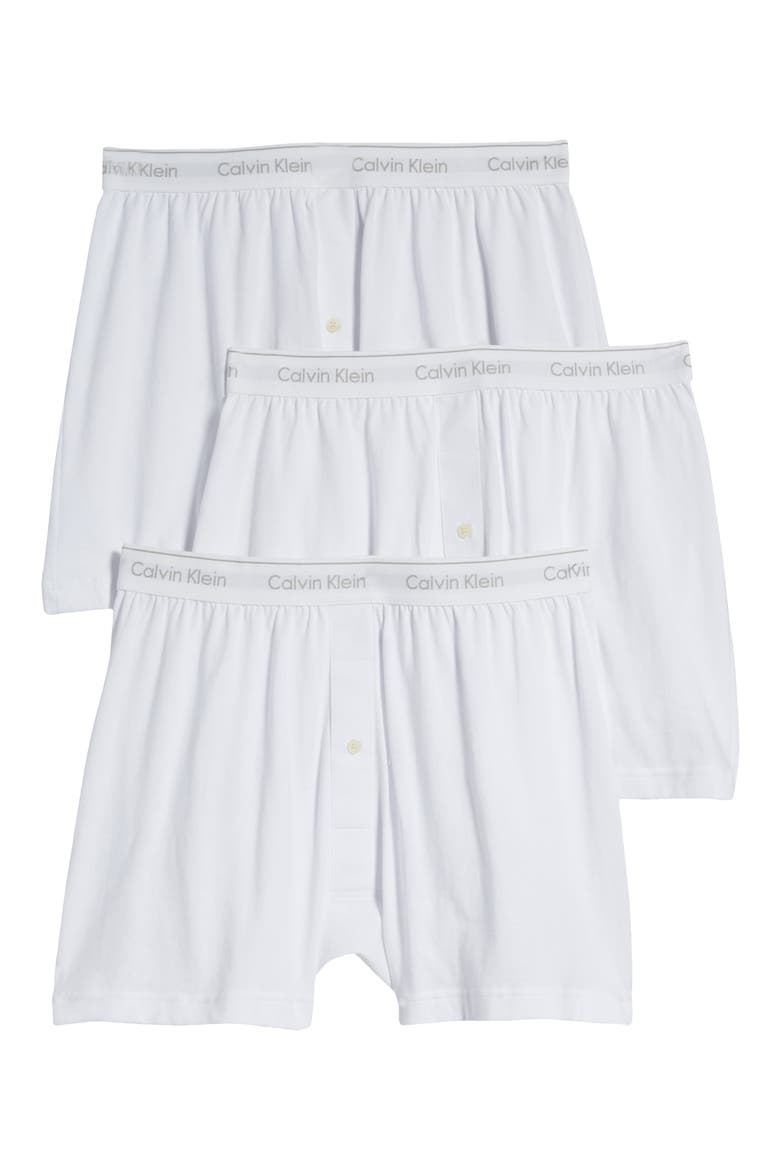 3-Pack Knit Cotton Boxers, Alternate, color, WHITE