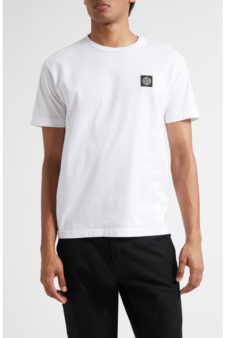 Compass Logo Patch Short Sleeve T-Shirt, Main, color, V0001 WHITE