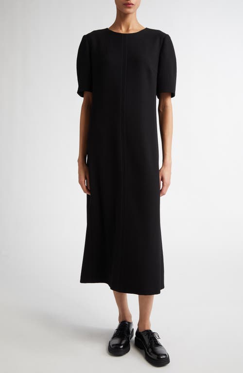 PARTOW Floral Wool Crepe Midi Dress in Black 