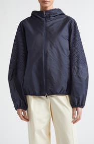 Moncler Zelkova Eyelet Trim Hooded Rain Jacket