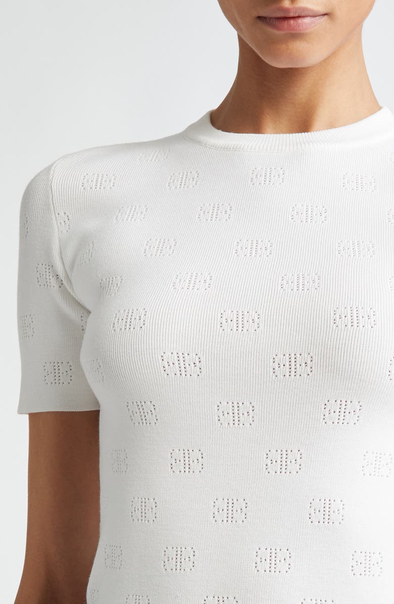 Open Stitch Logo Short Sleeve Crop Sweater