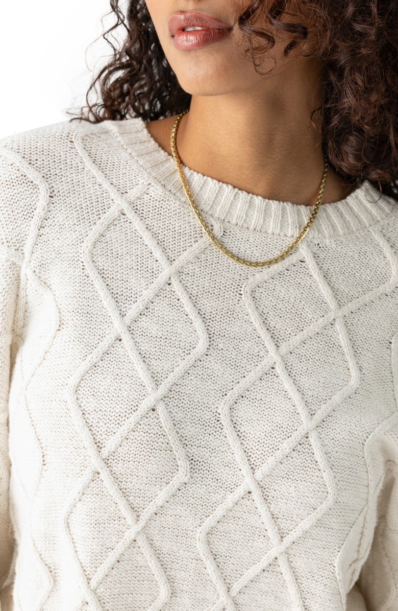 Sanctuary Coastal Cabled Cotton Crewneck Sweater, Alternate, color,