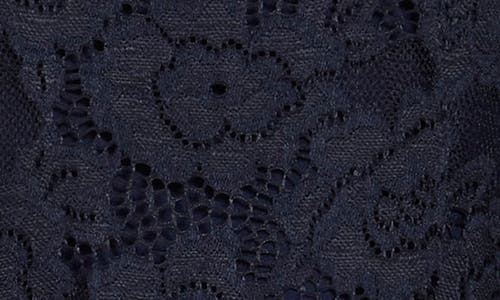 Shop Renee C Lace Bubble Hem Top In Navy