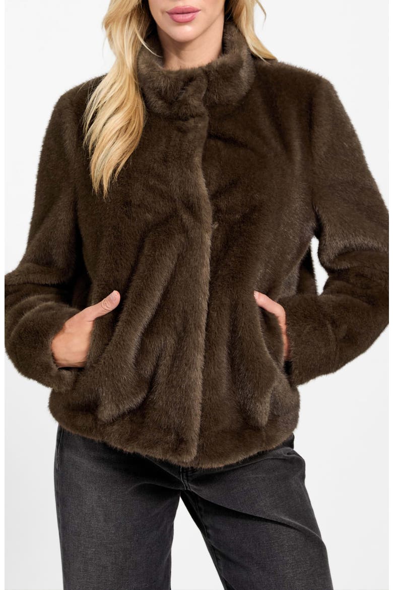 Luna Faux Fur Jacket, Main, color, BROWN