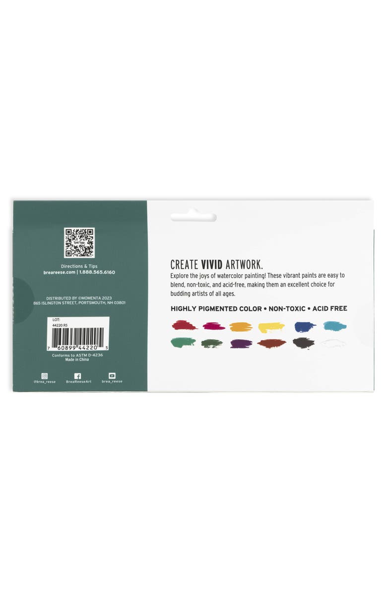Brea Reese Professional Watercolor Paint Set 12 Tubes, Alternate, color, Multicolored