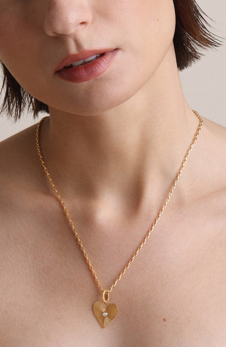 Adina Reyter Groovy Diamond Heart Rays Hinged Charm, Alternate, color, 14K Yellow Gold