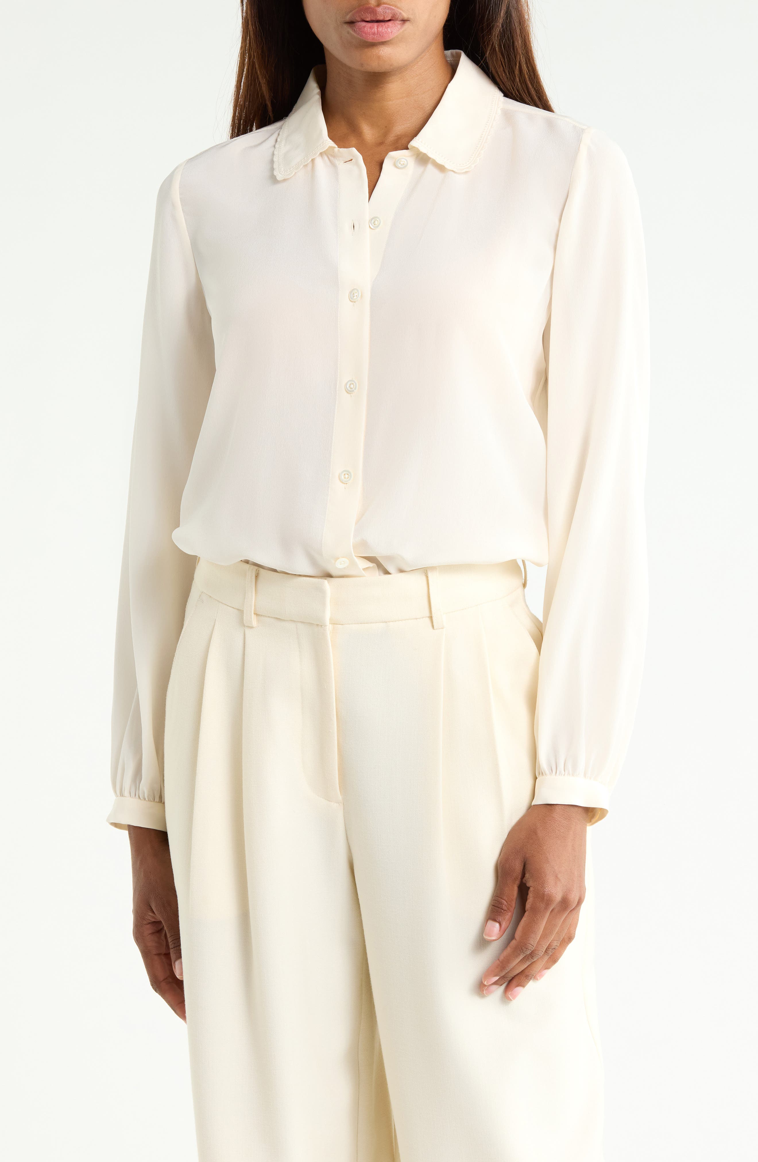 Prim Silk Button-Up Shirt