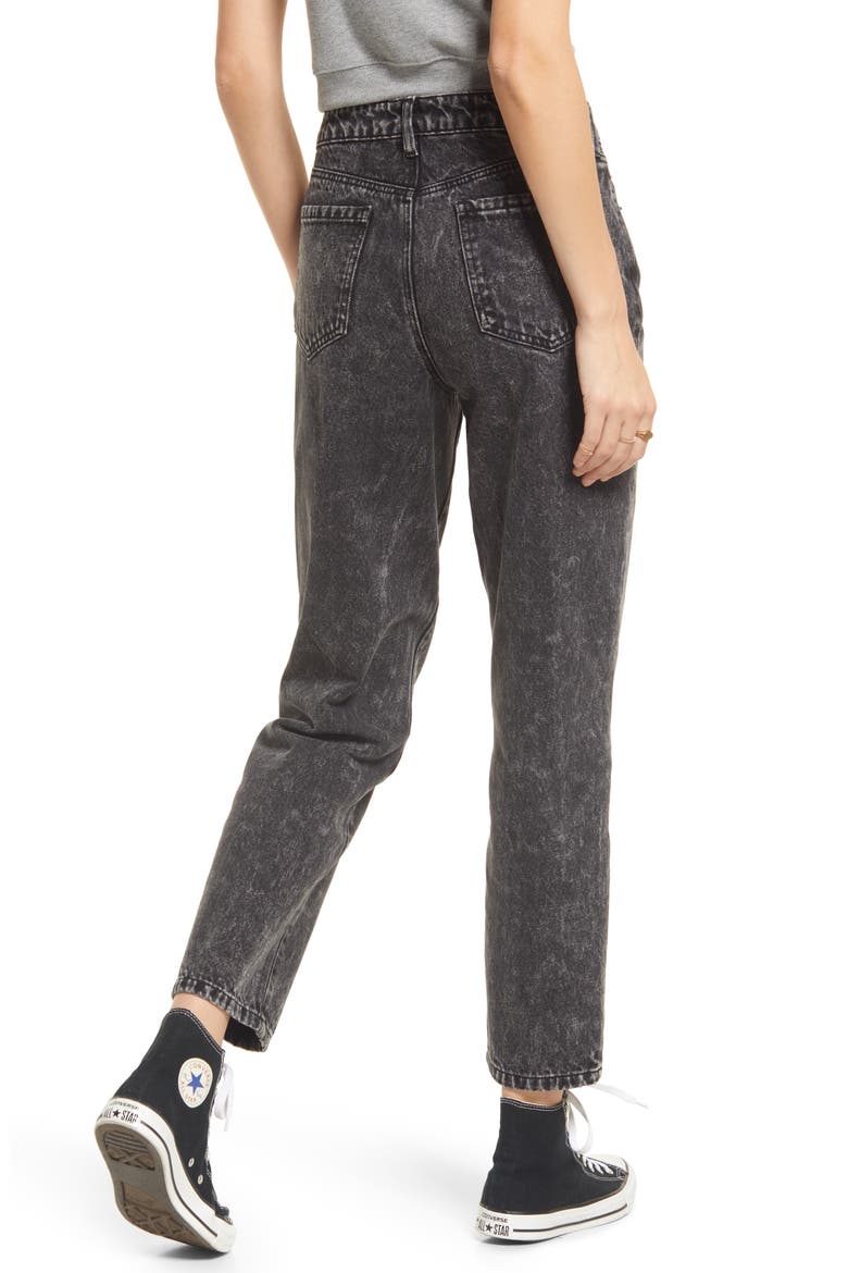 Acid Wash Straight Leg Mom Jeans, Alternate, color, BLACK ACID WASH