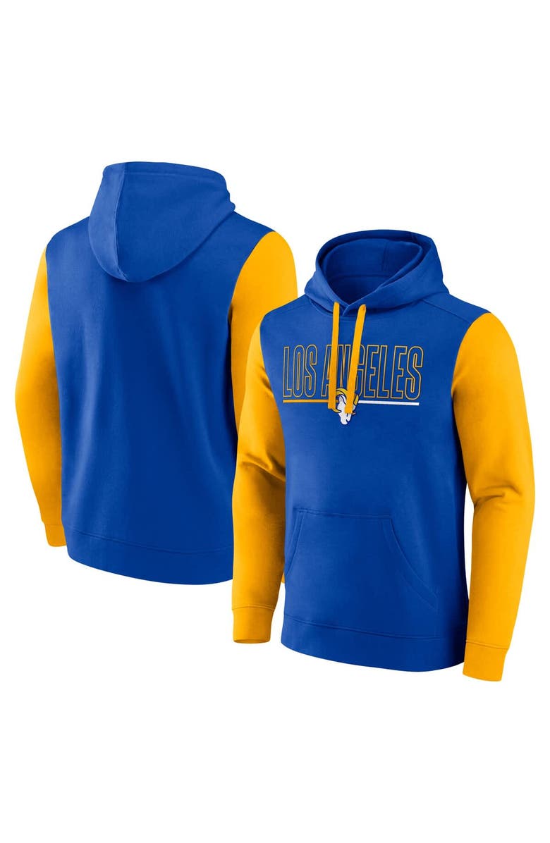 FANATICS Men's Fanatics Royal/Gold Los Angeles Rams Outline Pullover Hoodie, Alternate, color, Royal