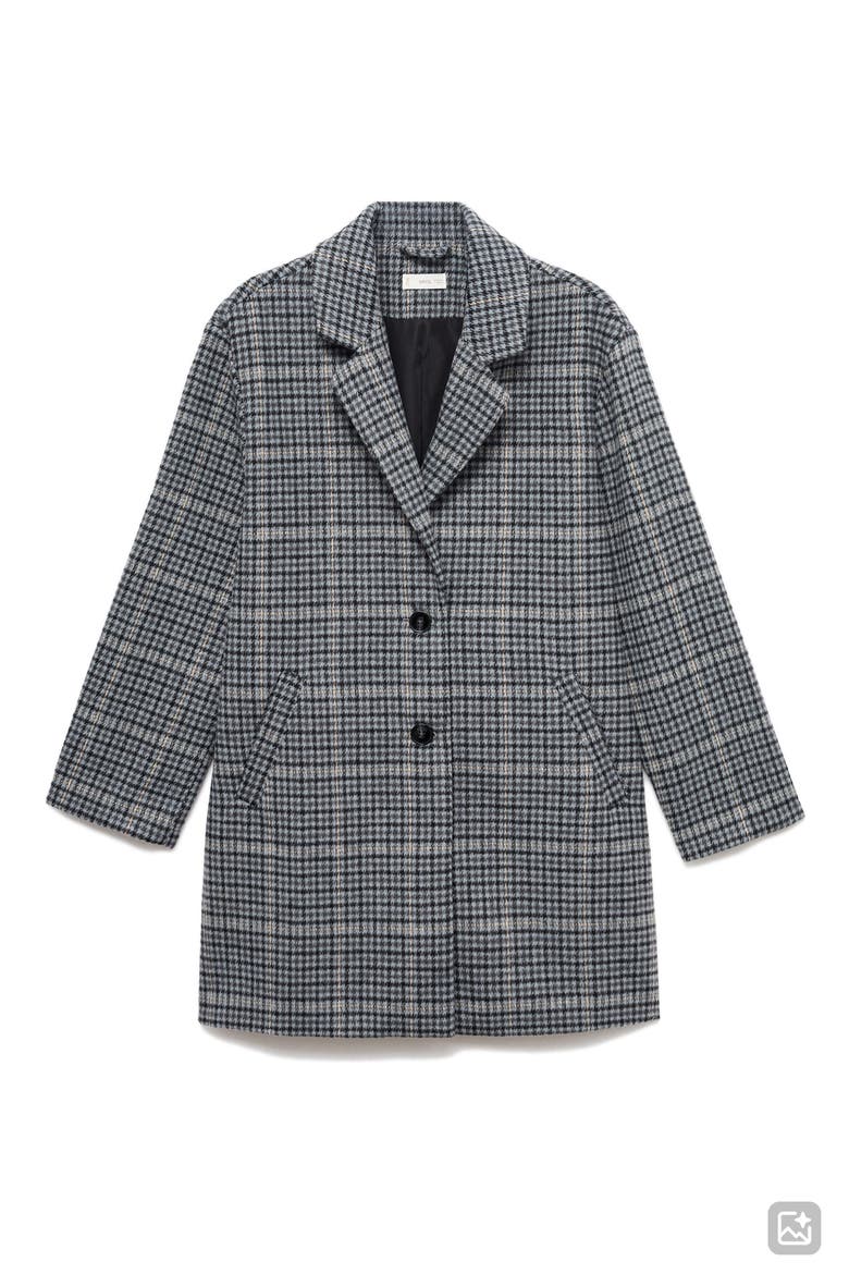 Check Longline Coat, Alternate, color, SKY BLUE