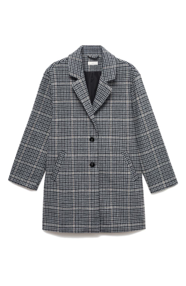 MANGO TEEN Check Longline Coat, Alternate, color, Sky Blue