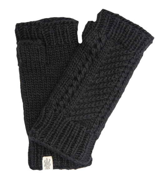 Nirvanna Designs Diagonal Knit Handwarmers in Black 